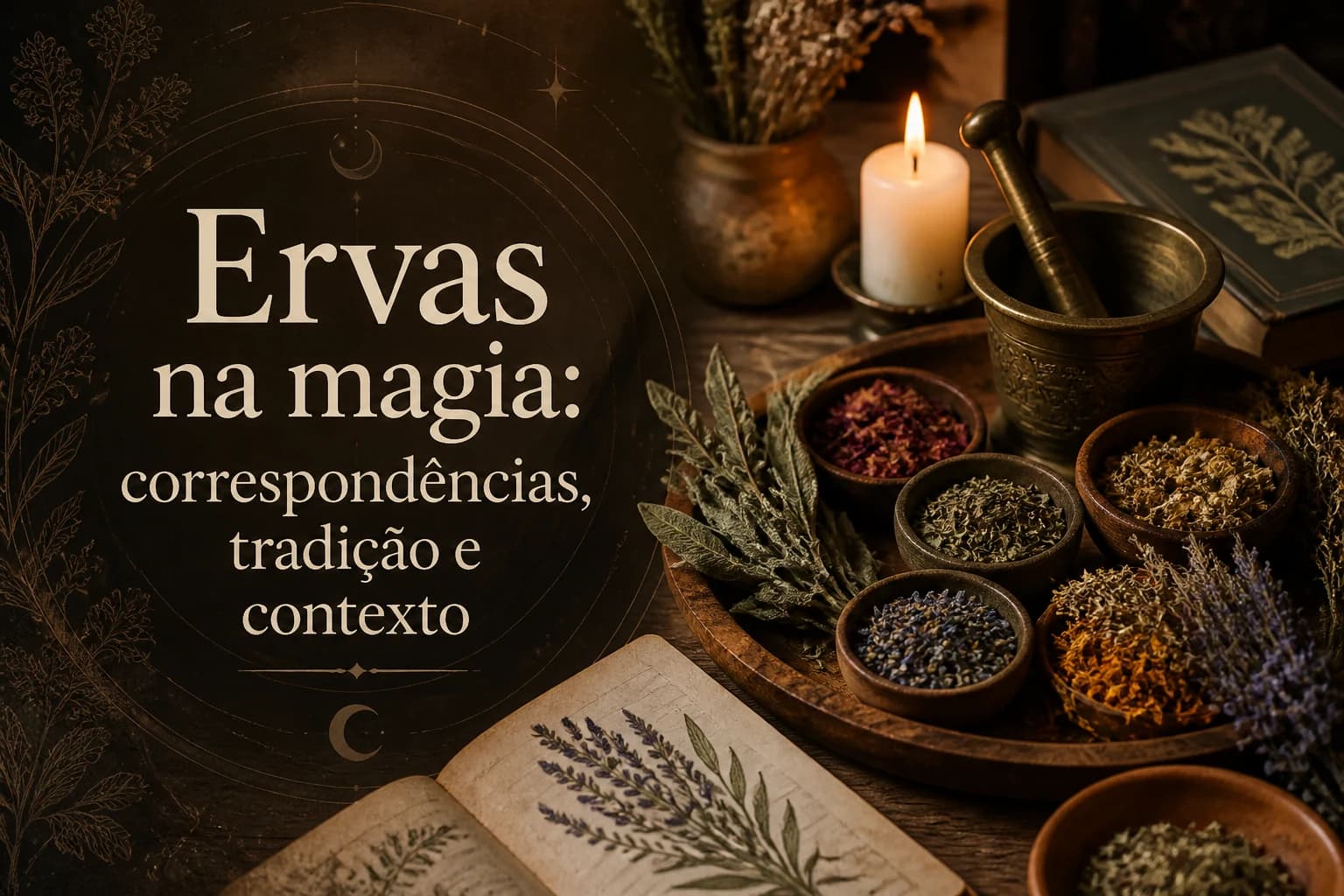 Ilustração de Ervas na magia: correspondências, tradição e contexto