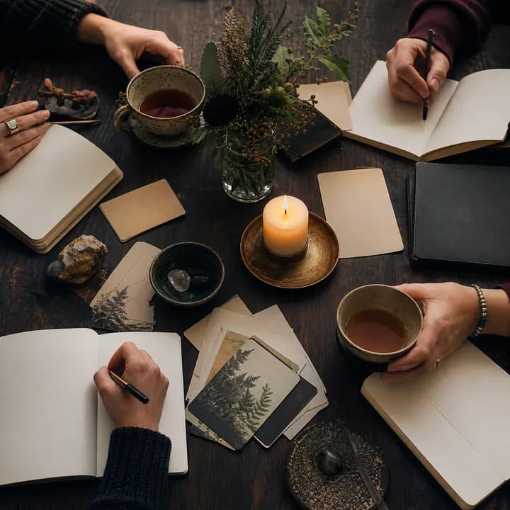 Pessoas estudando e praticando juntas no Portal Caminhos de Hekate