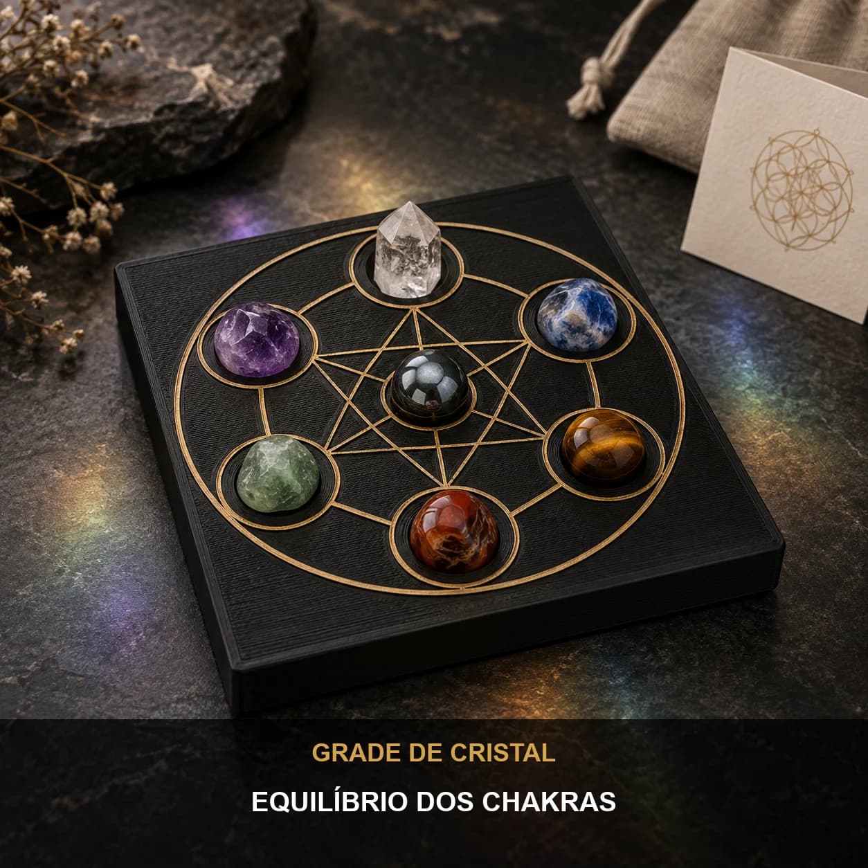 Grade de Cristal Equilíbrio dos Chakras