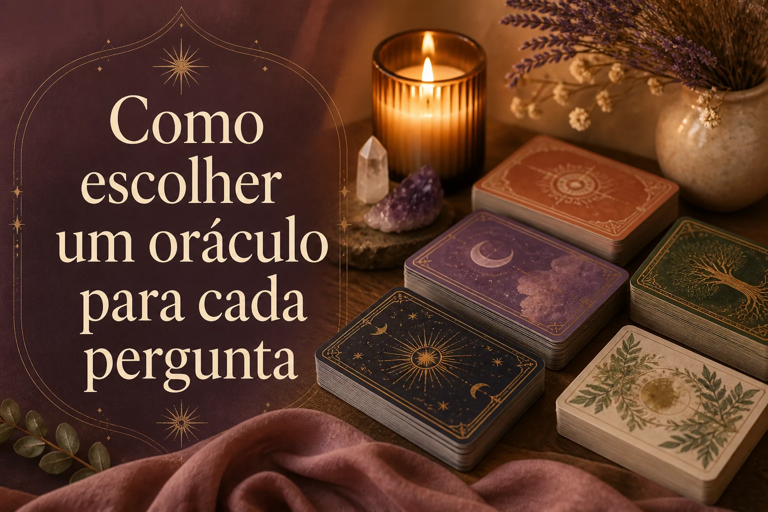 Imagem editorial para Como escolher um oráculo para cada pergunta no canal oraculos blog.