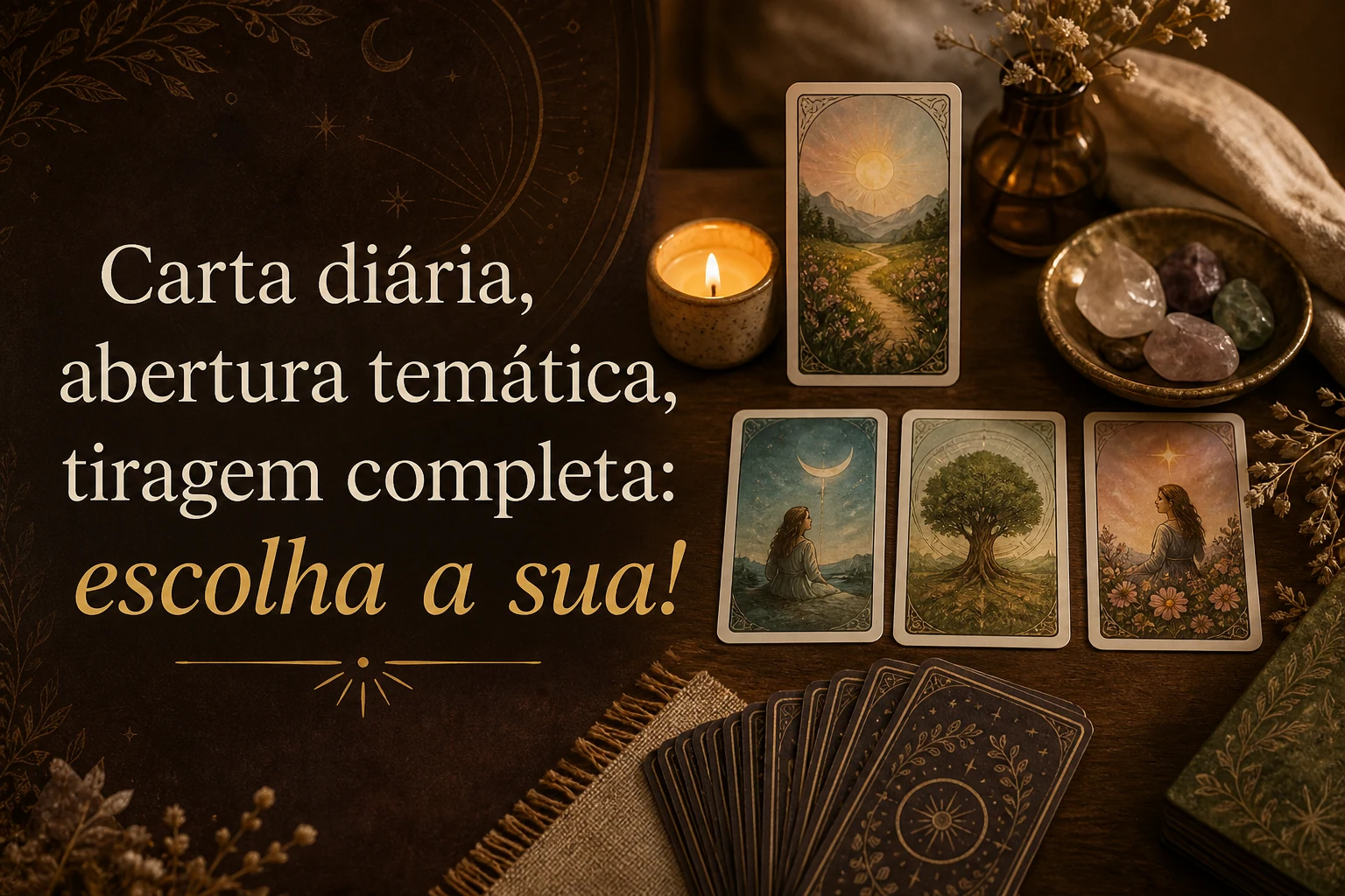 Imagem editorial para Carta diária, abertura temática e tiragem completa no canal oraculos blog.
