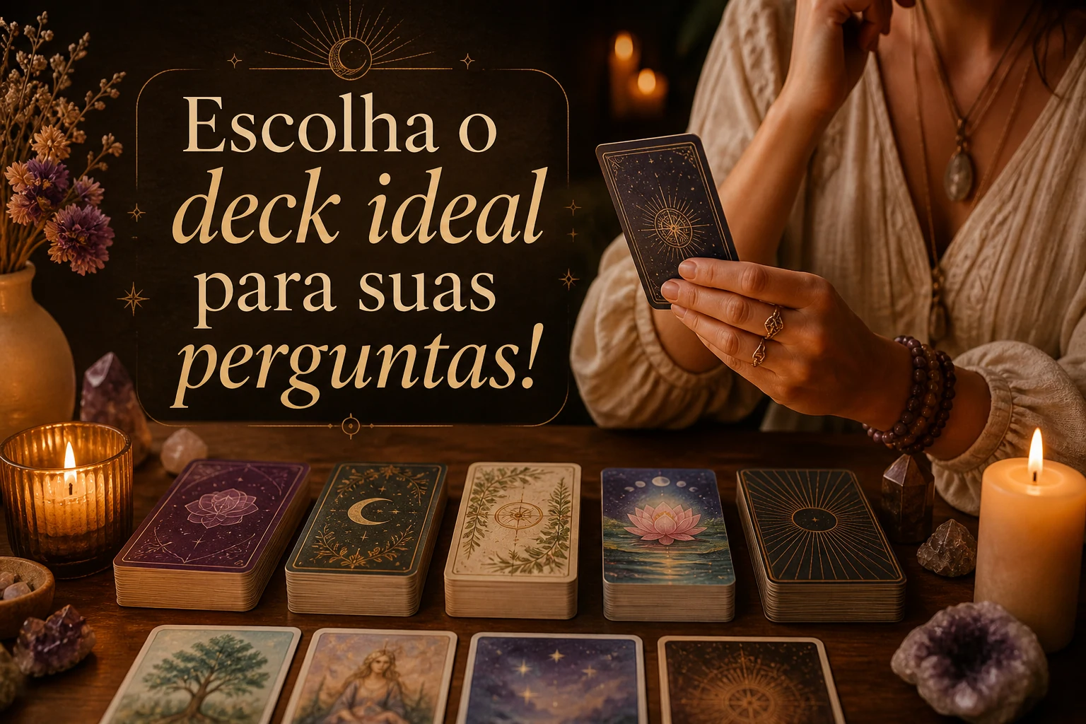 Imagem editorial para Escolha de deck e método de leitura no canal oraculos blog.