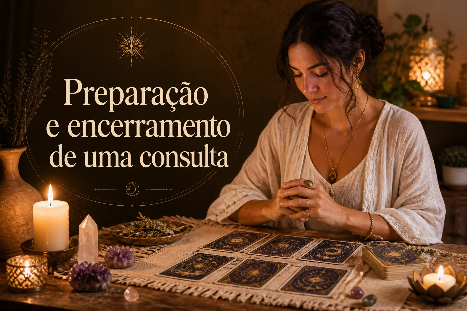 Imagem editorial para Preparação e encerramento de uma consulta no canal oraculos blog.