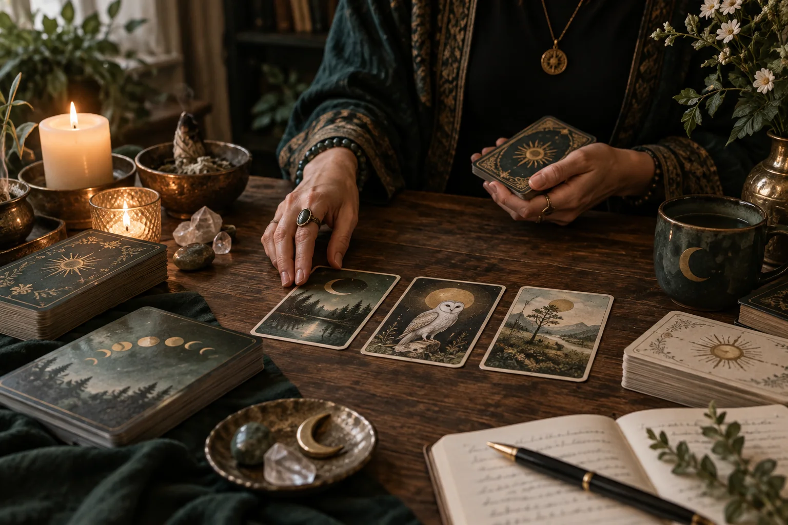 Ilustração de Como Escolher o Deck e Método de Leitura Ideais para Suas Perguntas